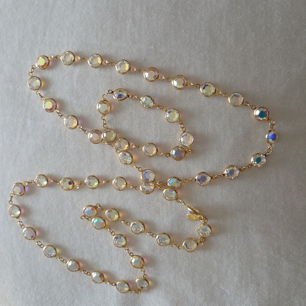 Vintage Swarovski Necklace 36 Inch bezel-set crystal Necklace - Picture 2 of 8
